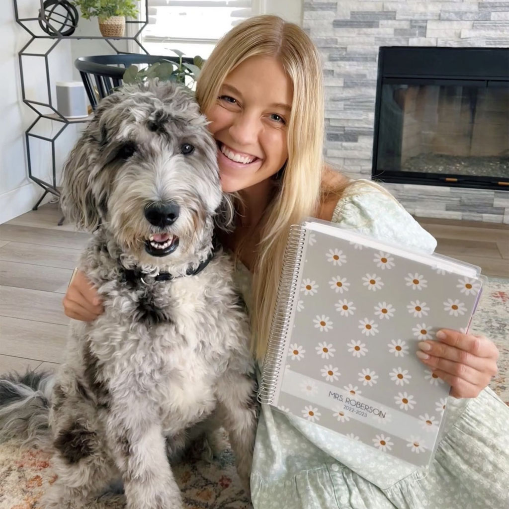 Custom spiral bound teacher planner with cover personalization