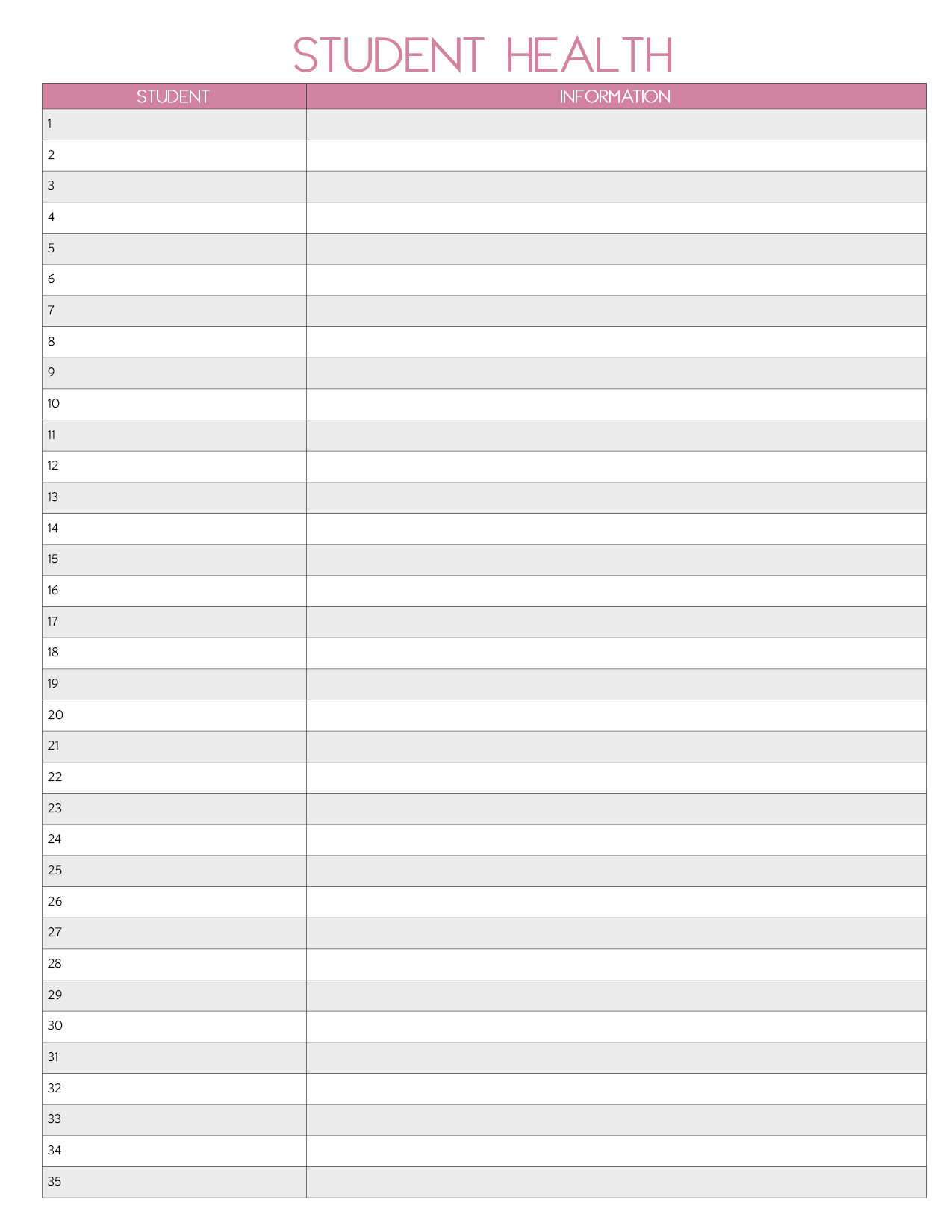 Student Health Info