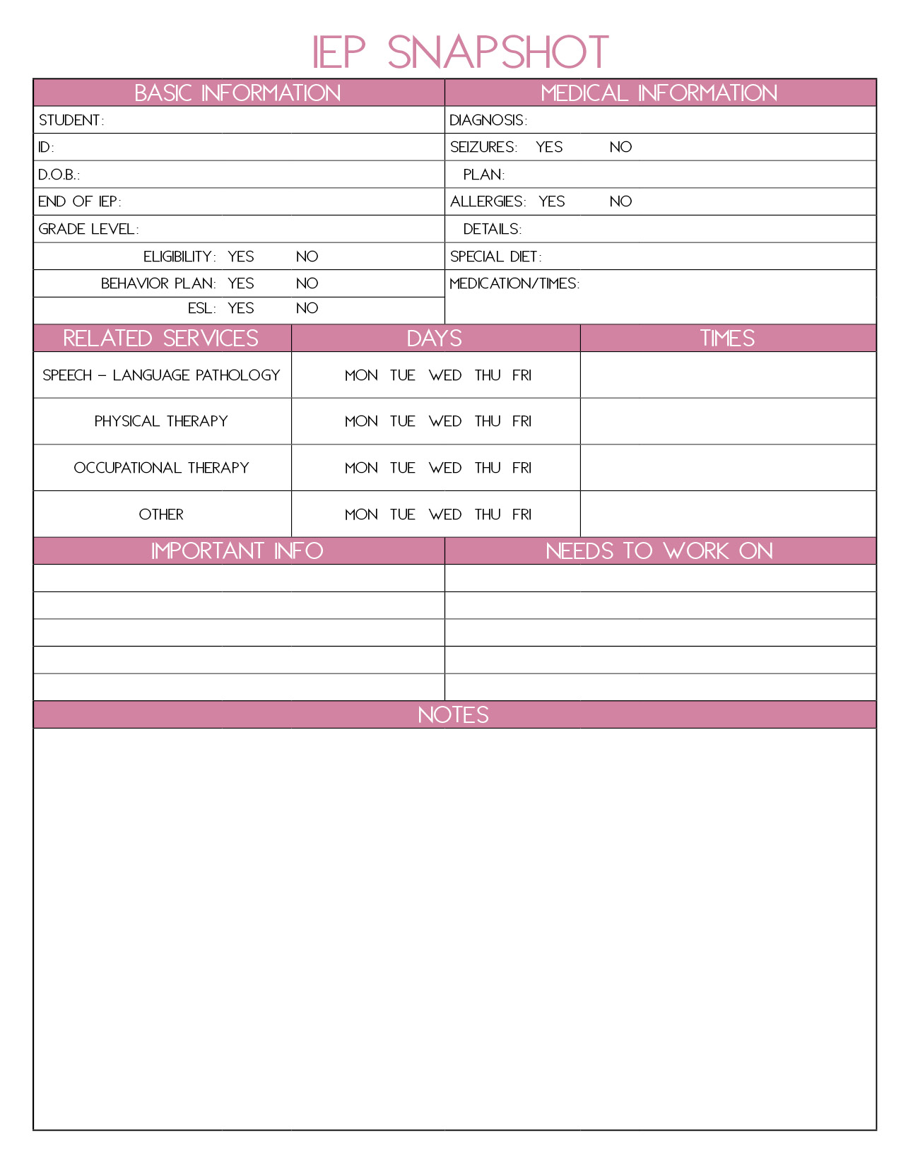 IEP Snapshot