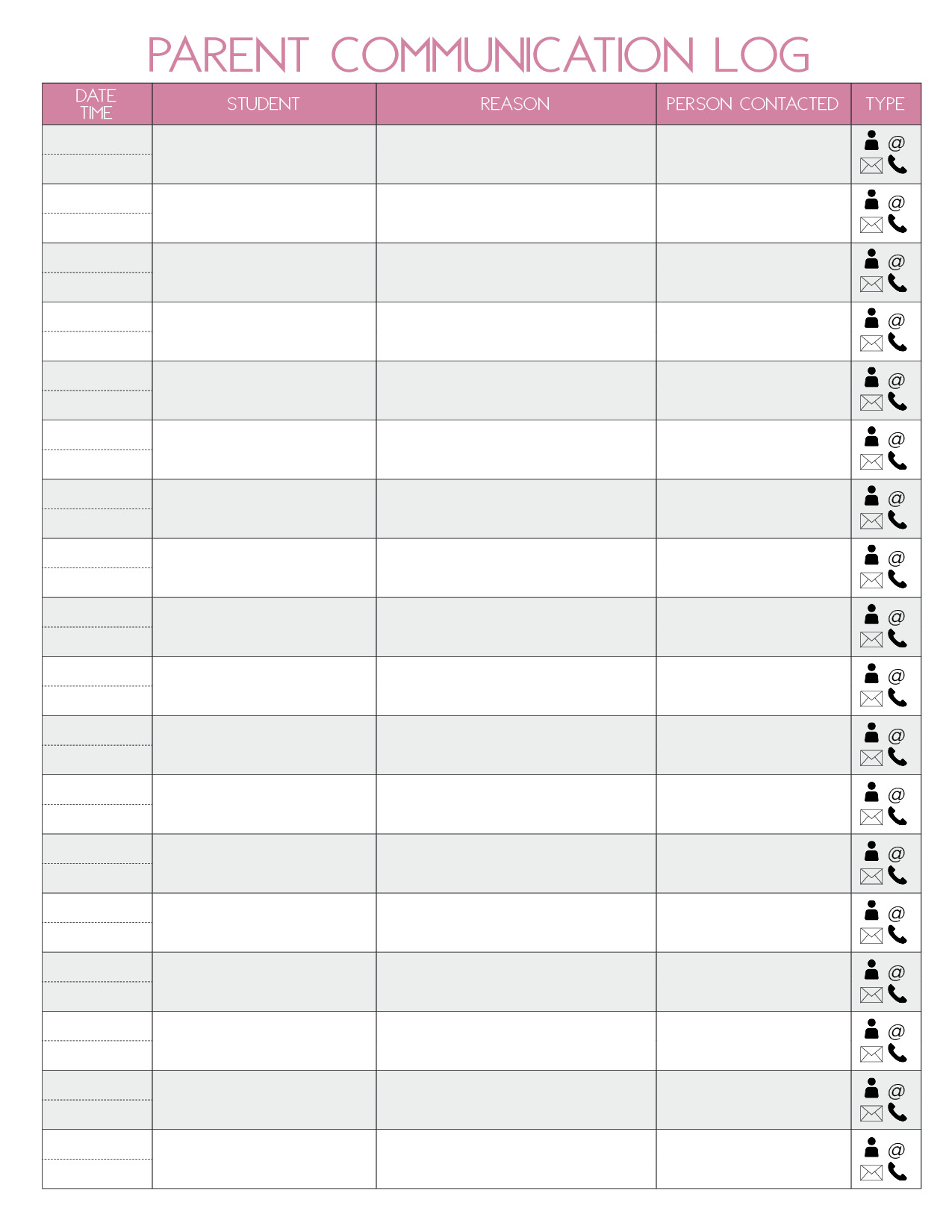 Parent Communications Log