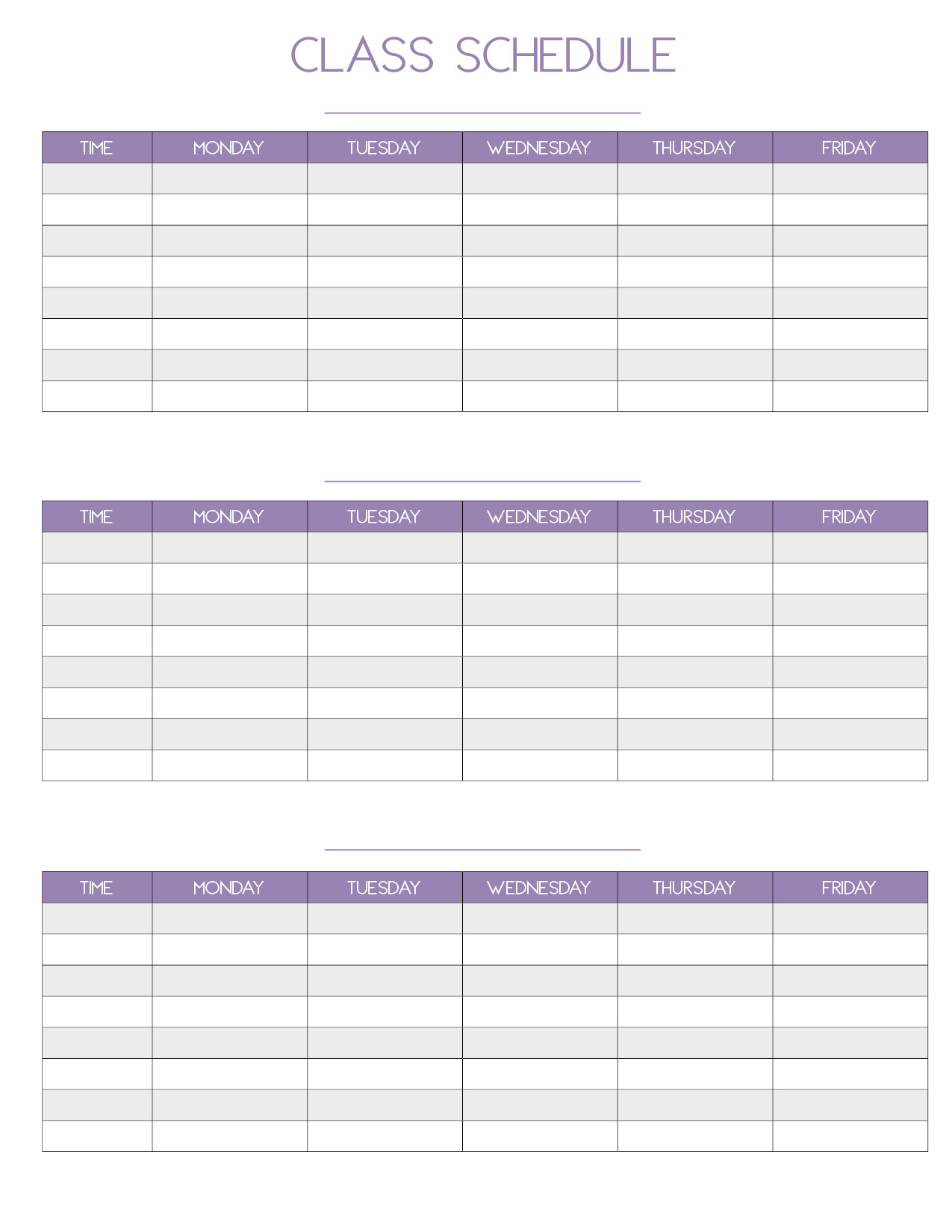 Class Schedule